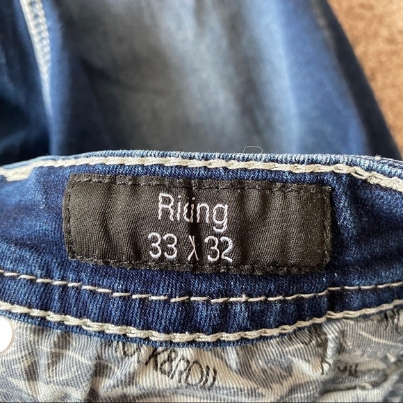 𝅺rock & Roll Cowgirl Riding Jeans Bootcut Women's Sz 33x32 Dark wash - Picture 6 of 10